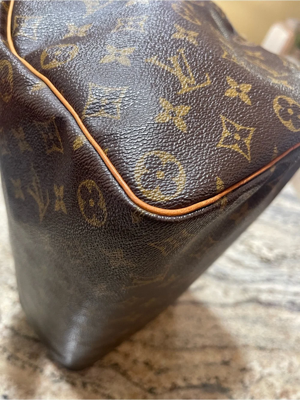 Louis Vuitton Speedy 35 Monogram Canvas Duffel with Vachetta Leather Handles